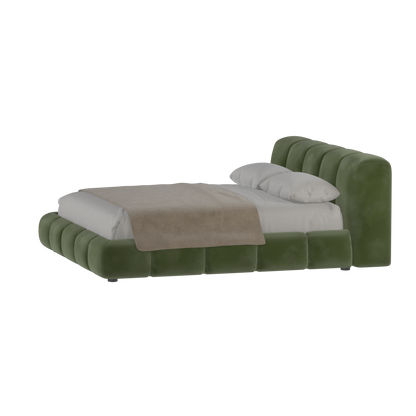 Fluffy Upholstered Bed Frame in Textured Bouclé