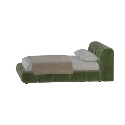 Fluffy Upholstered Bed Frame in Textured Bouclé
