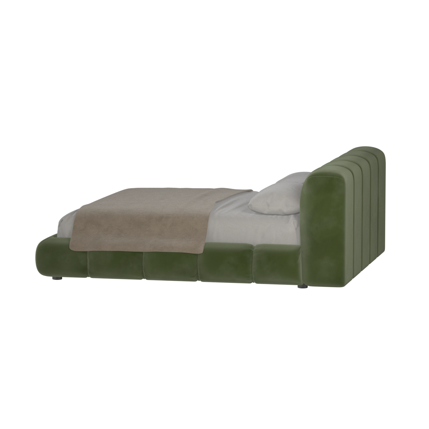 Fluffy Upholstered Bed Frame in Textured Bouclé
