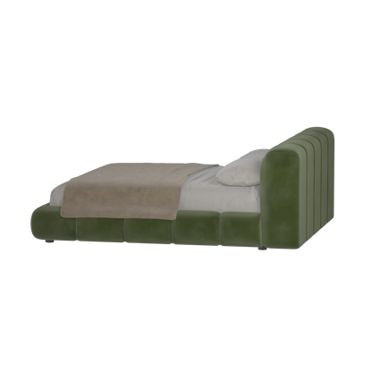 Fluffy Upholstered Bed Frame in Textured Bouclé
