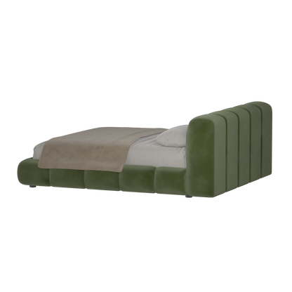 Fluffy Upholstered Bed Frame in Textured Bouclé