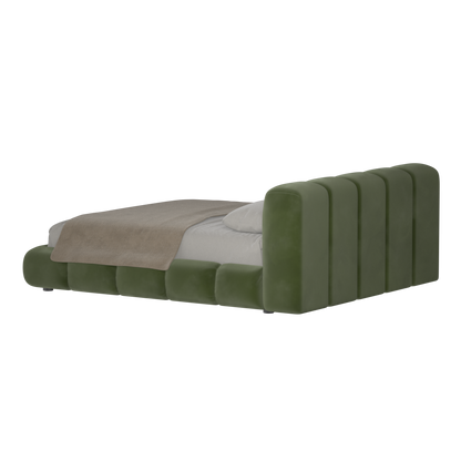 Fluffy Upholstered Bed Frame in Textured Bouclé