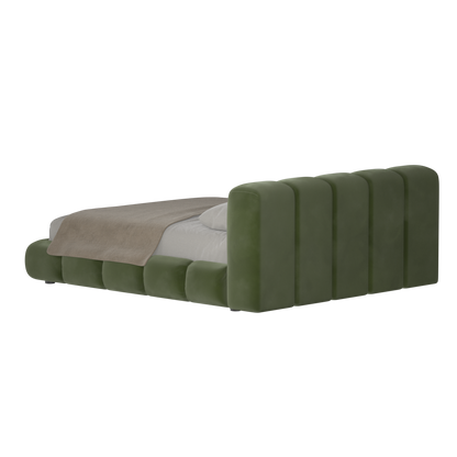 Fluffy Upholstered Bed Frame in Textured Bouclé