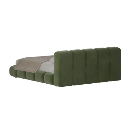 Fluffy Upholstered Bed Frame in Textured Bouclé
