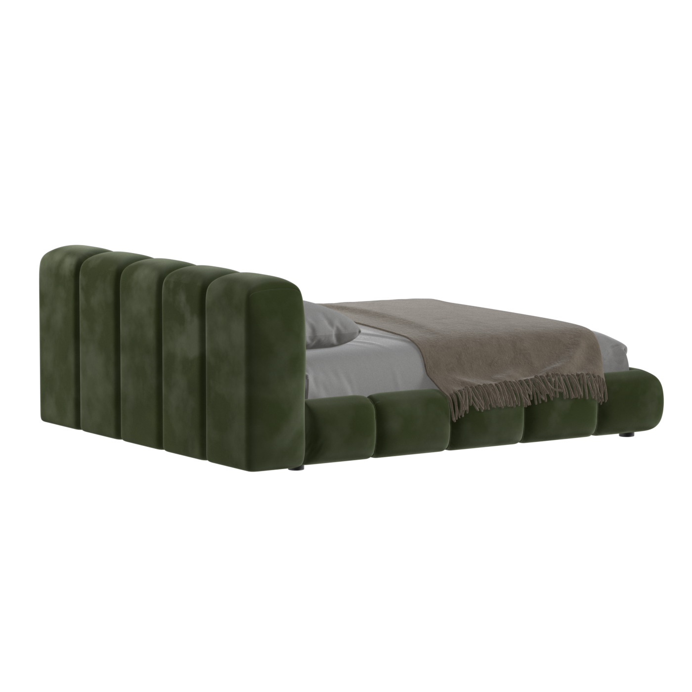 Fluffy Upholstered Bed Frame in Textured Bouclé