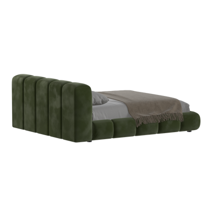 Fluffy Upholstered Bed Frame in Textured Bouclé