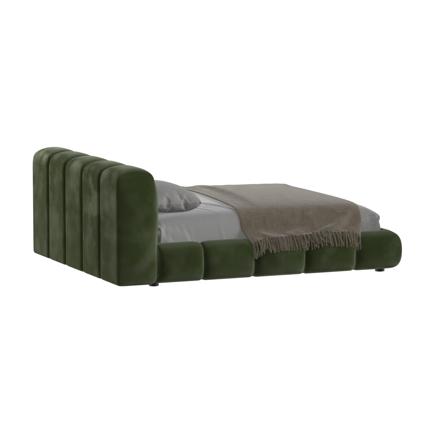 Fluffy Upholstered Bed Frame in Textured Bouclé