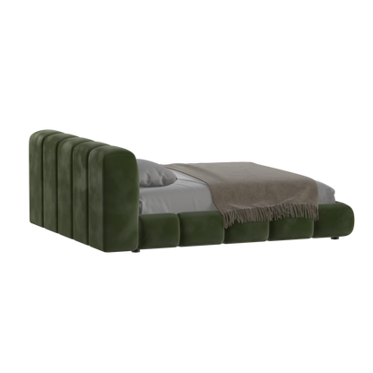 Fluffy Upholstered Bed Frame in Textured Bouclé