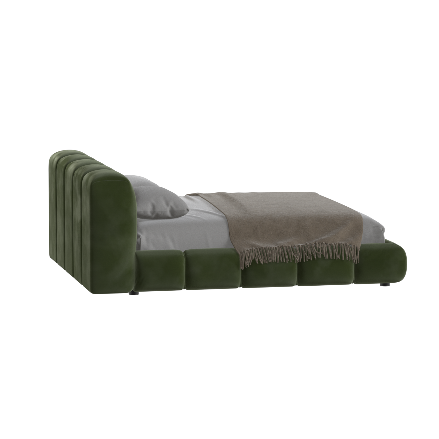 Fluffy Upholstered Bed Frame in Textured Bouclé