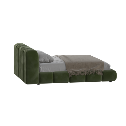 Fluffy Upholstered Bed Frame in Textured Bouclé