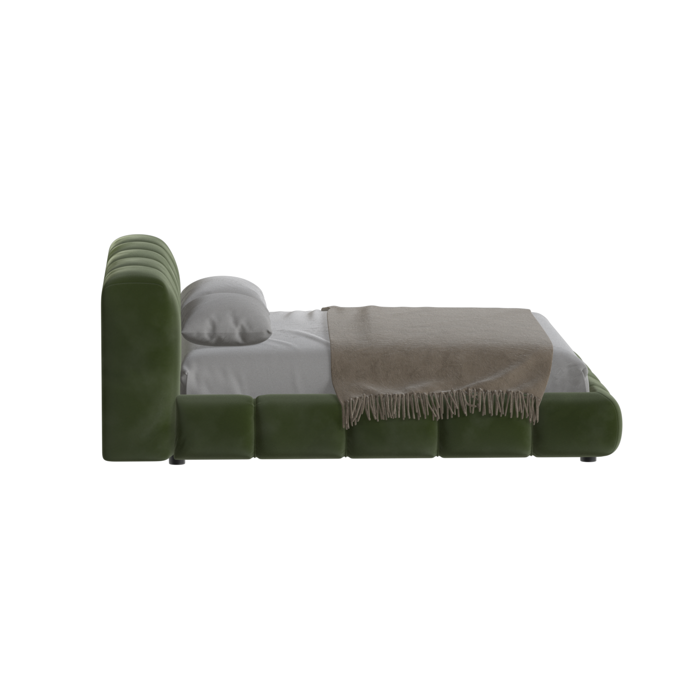 Fluffy Upholstered Bed Frame in Textured Bouclé