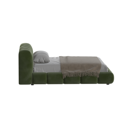 Fluffy Upholstered Bed Frame in Textured Bouclé