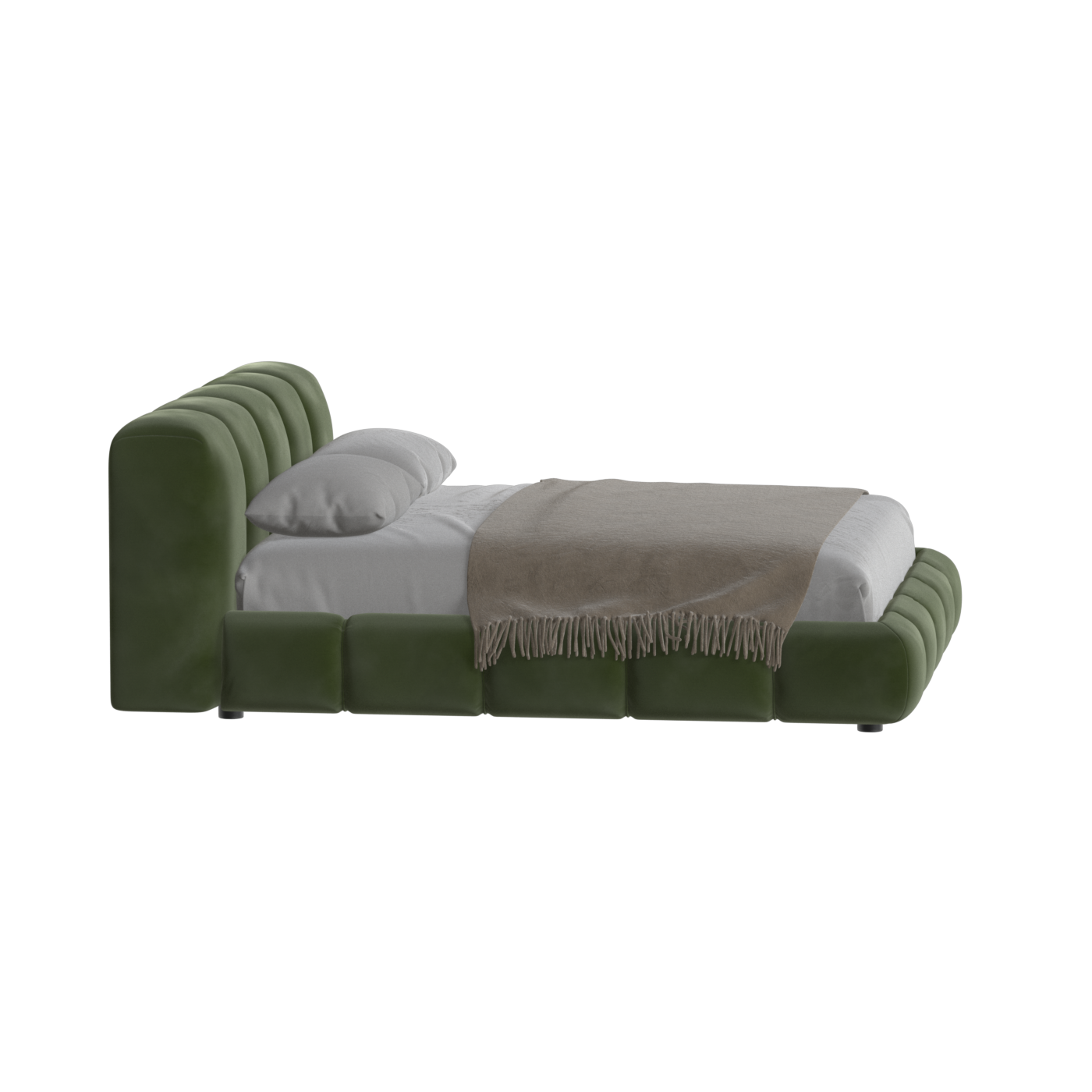 Fluffy Upholstered Bed Frame in Textured Bouclé