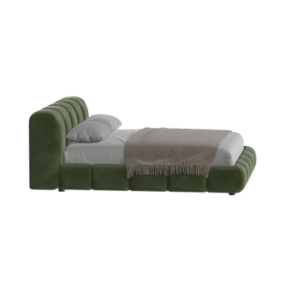 Fluffy Upholstered Bed Frame in Textured Bouclé