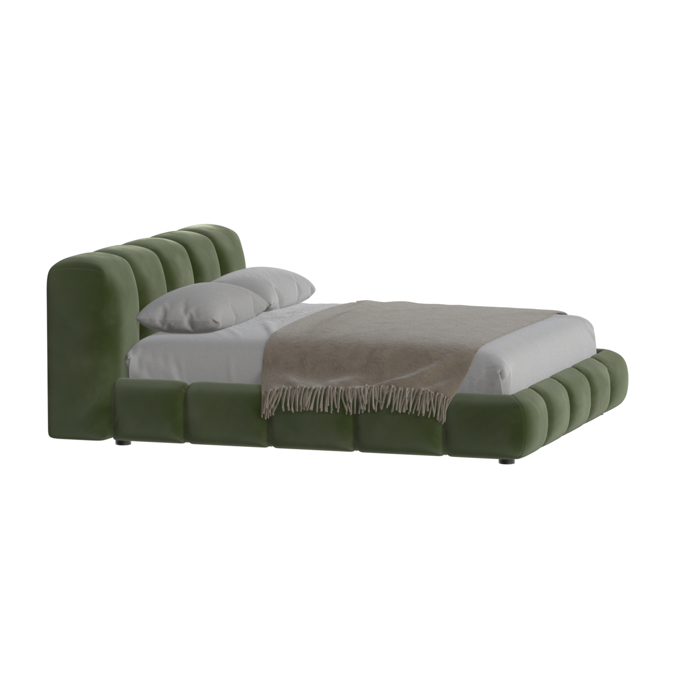 Fluffy Upholstered Bed Frame in Textured Bouclé