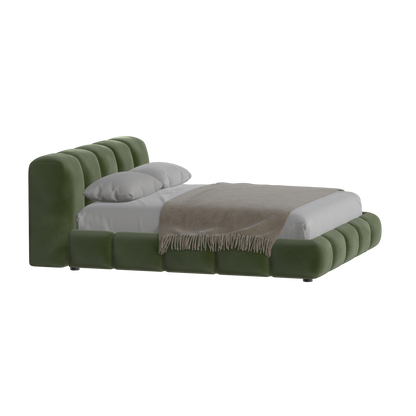 Fluffy Upholstered Bed Frame in Textured Bouclé