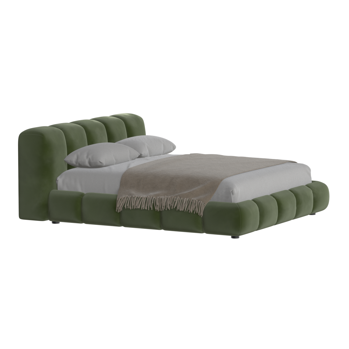 Fluffy Upholstered Bed Frame in Textured Bouclé