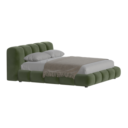 Fluffy Upholstered Bed Frame in Textured Bouclé