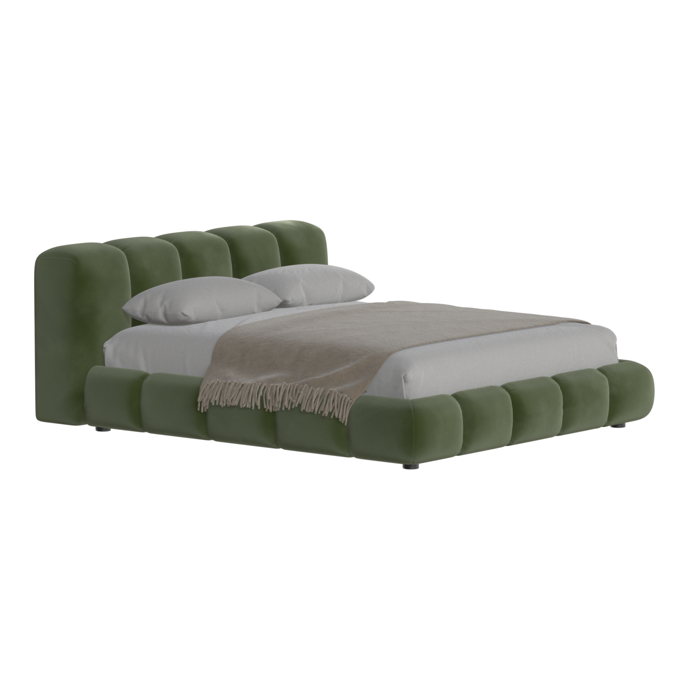 Fluffy Upholstered Bed Frame in Textured Bouclé