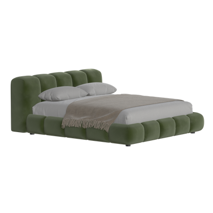 Fluffy Upholstered Bed Frame in Textured Bouclé