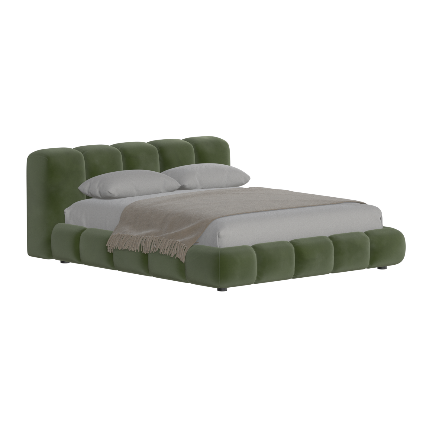 Fluffy Upholstered Bed Frame in Textured Bouclé