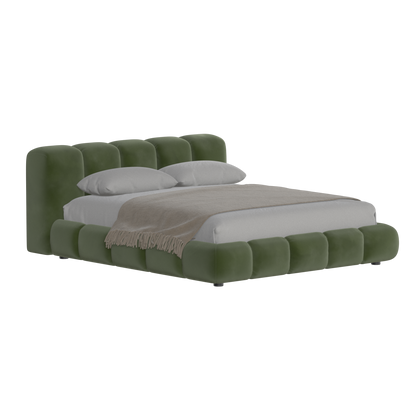 Fluffy Upholstered Bed Frame in Textured Bouclé