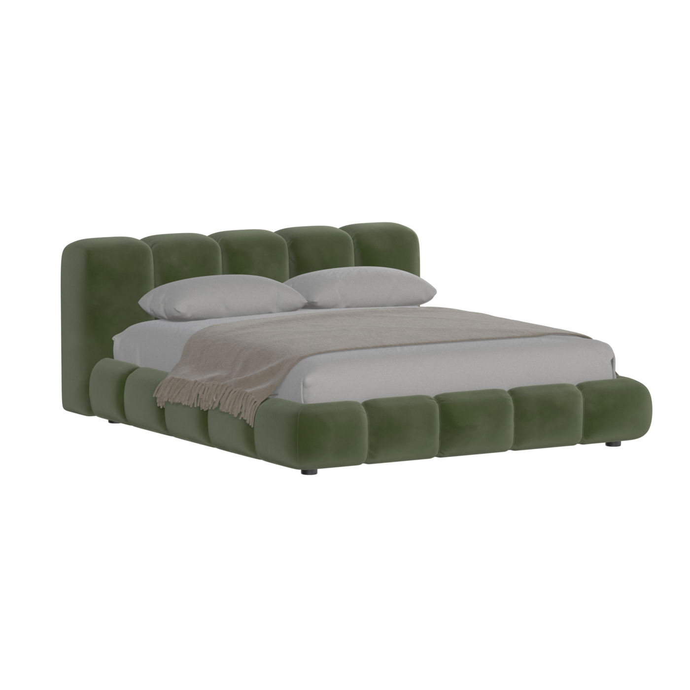 Fluffy Upholstered Bed Frame in Textured Bouclé