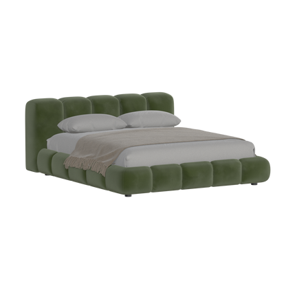 Fluffy Upholstered Bed Frame in Textured Bouclé