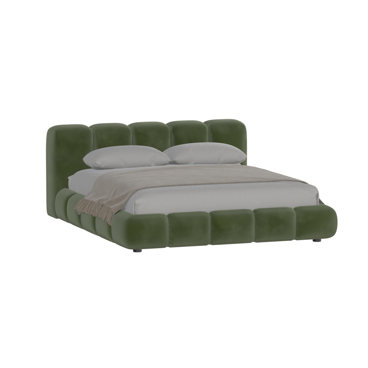 Fluffy Upholstered Bed Frame in Textured Bouclé