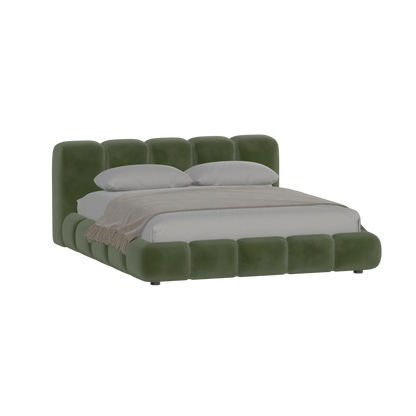 Fluffy Upholstered Bed Frame in Textured Bouclé