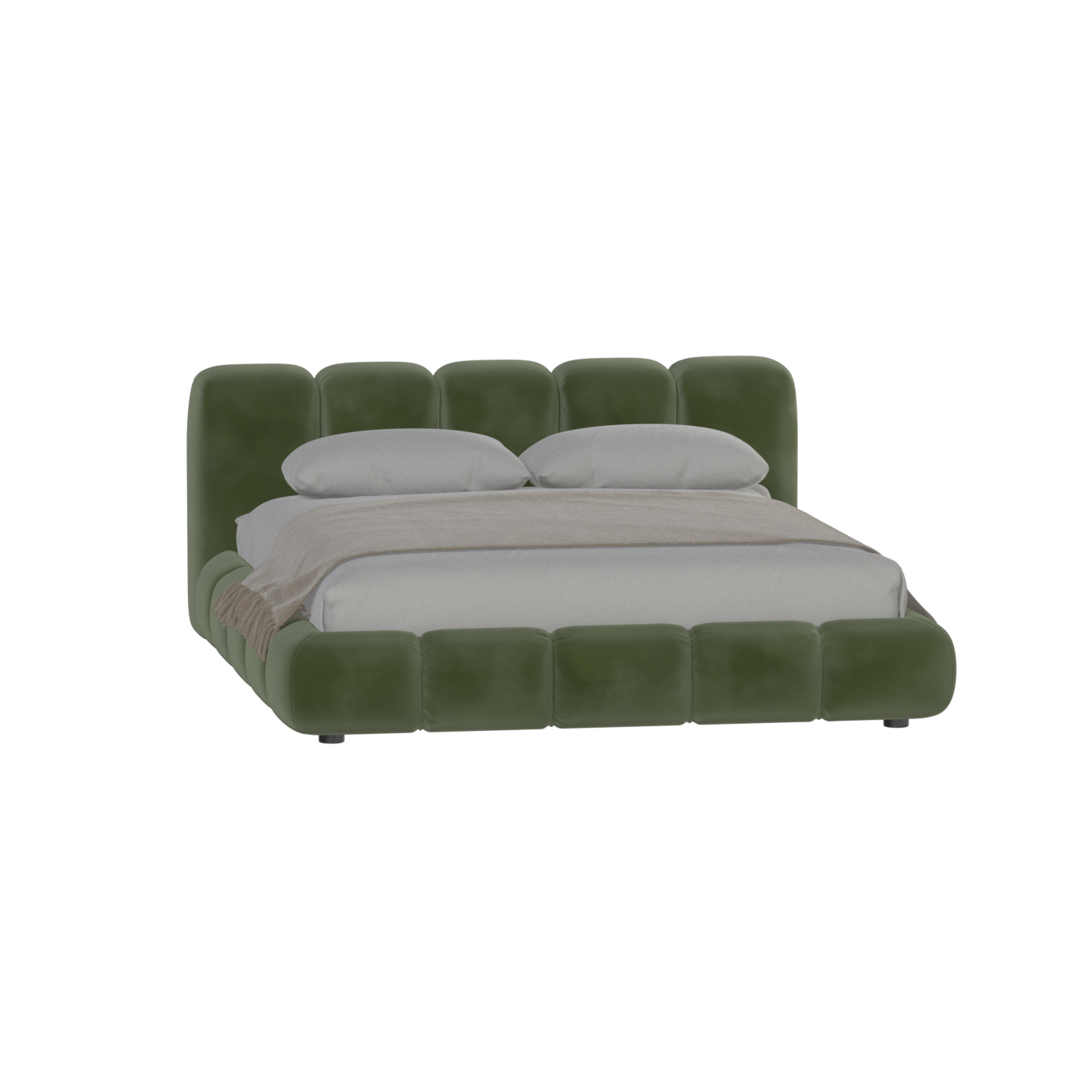 Fluffy Upholstered Bed Frame in Textured Bouclé