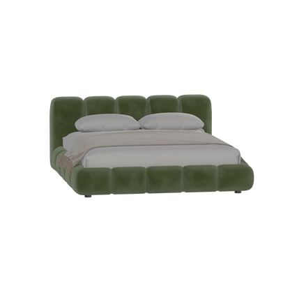 Fluffy Upholstered Bed Frame in Textured Bouclé