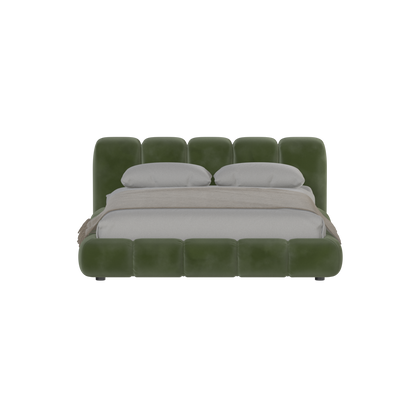 Fluffy Upholstered Bed Frame in Textured Bouclé