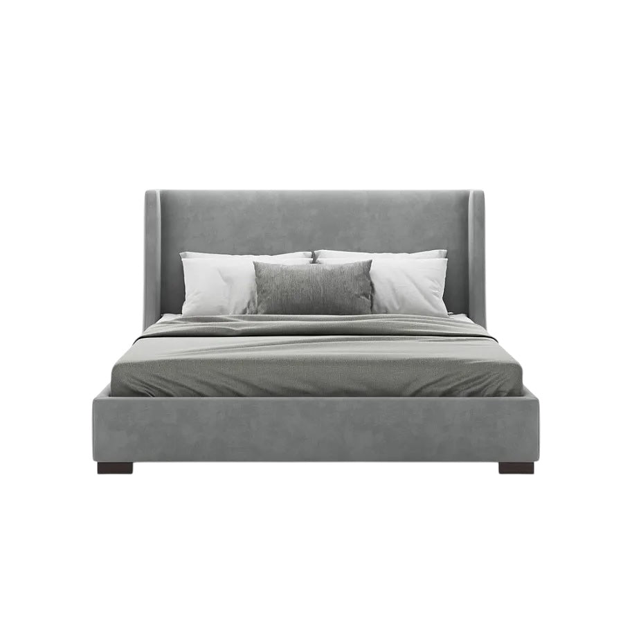 Emma Bed with Grey Upholstered Headboard and Minimalist Frame