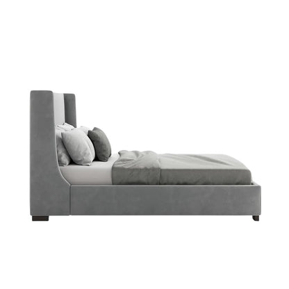 Emma Bed with Grey Upholstered Headboard and Minimalist Frame