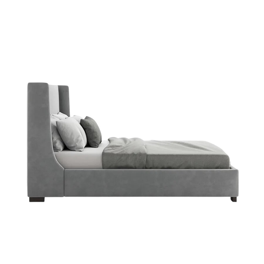 Emma Bed with Grey Upholstered Headboard and Minimalist Frame
