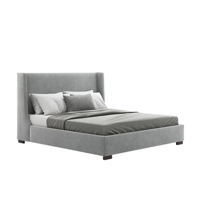 Emma Bed with Grey Upholstered Headboard and Minimalist Frame