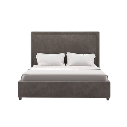 Mia Bed with High Upholstered Headboard in Dark Grey Fabric