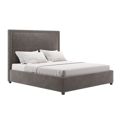 Mia Bed with High Upholstered Headboard in Dark Grey Fabric