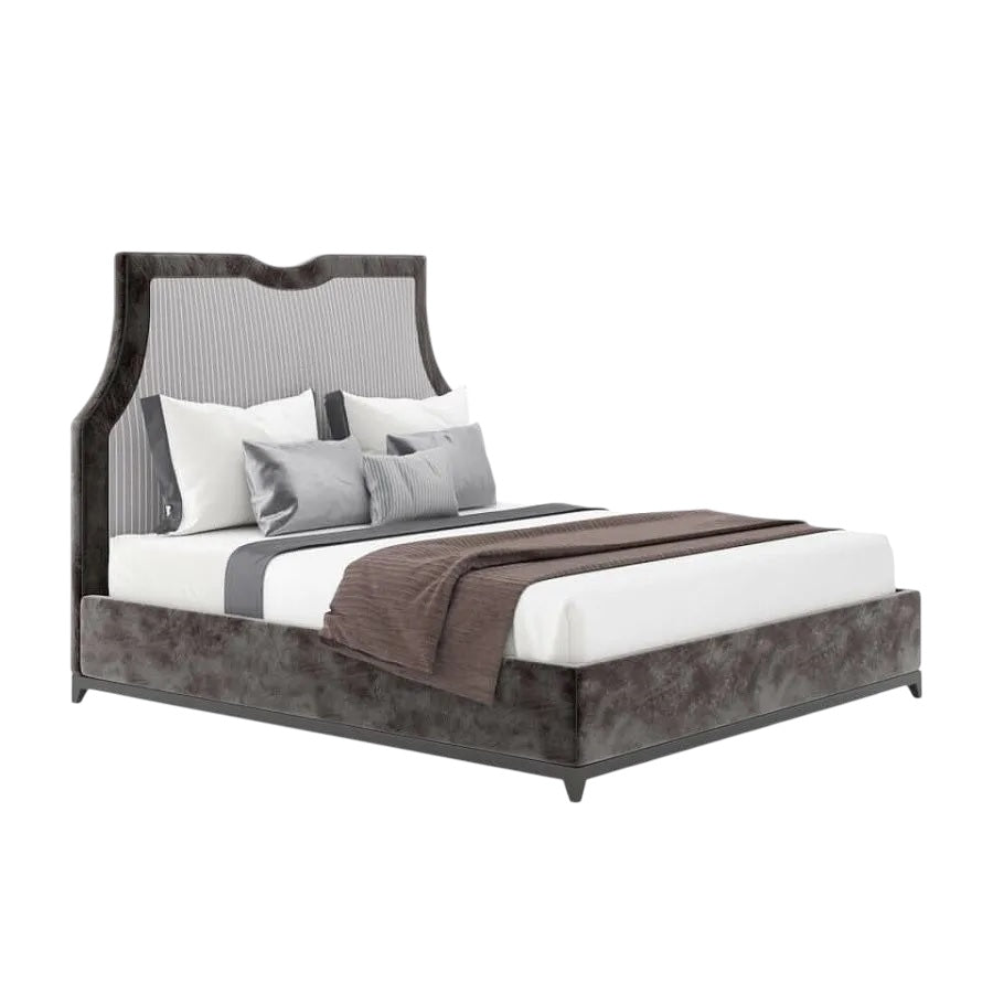 Isla Bed with High Curved Headboard and Upholstered Frame