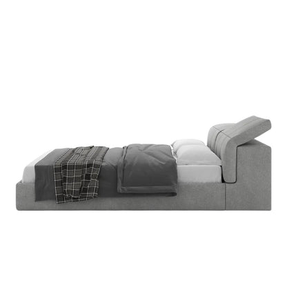 Birger Bed with Upholstered Headboard and Grey Frame