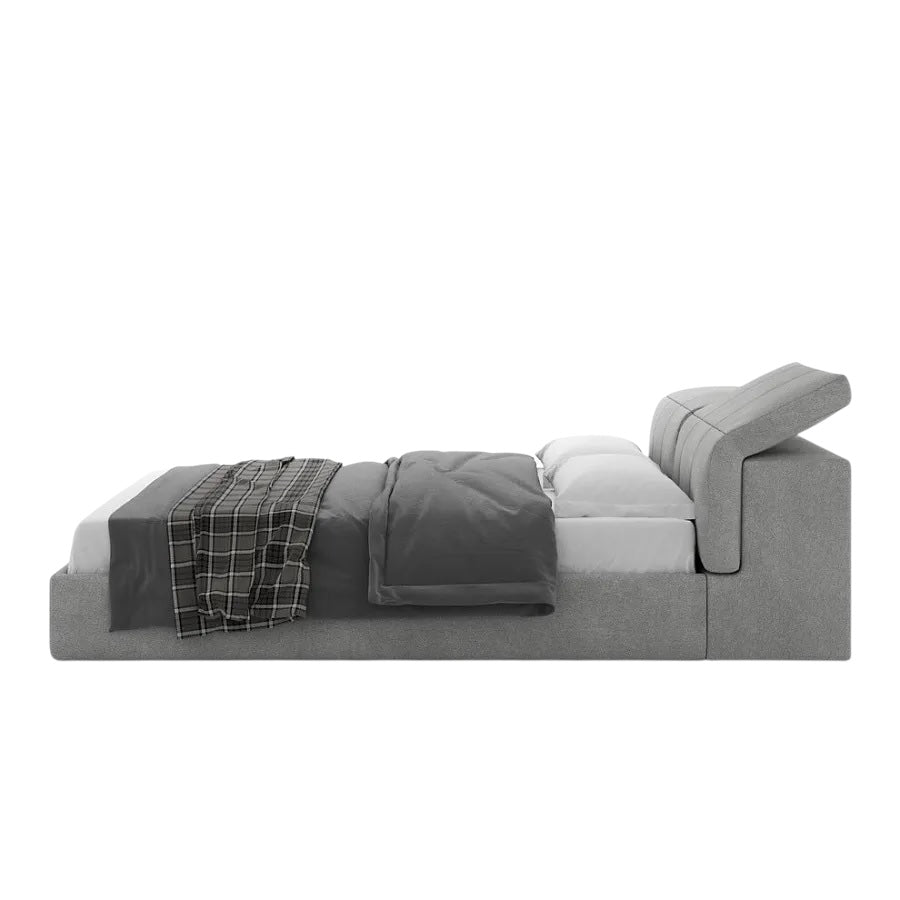 Birger Bed with Upholstered Headboard and Grey Frame