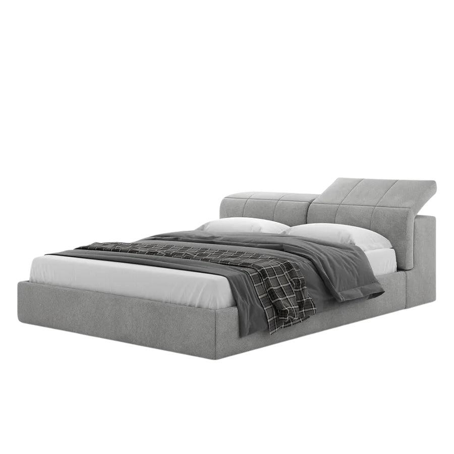 Birger Bed with Upholstered Headboard and Grey Frame