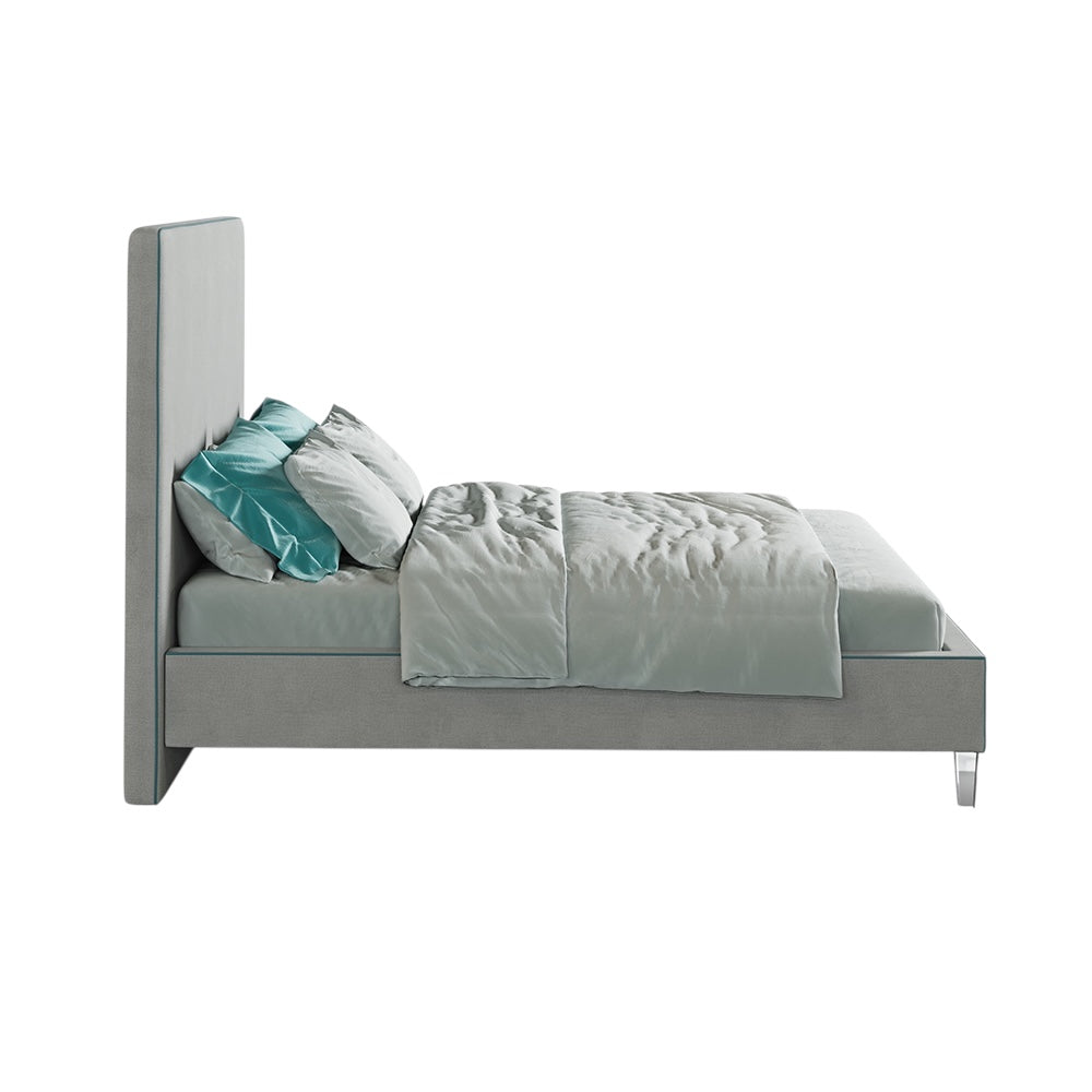 Barnes Bed with High Headboard and Clear Acrylic Legs