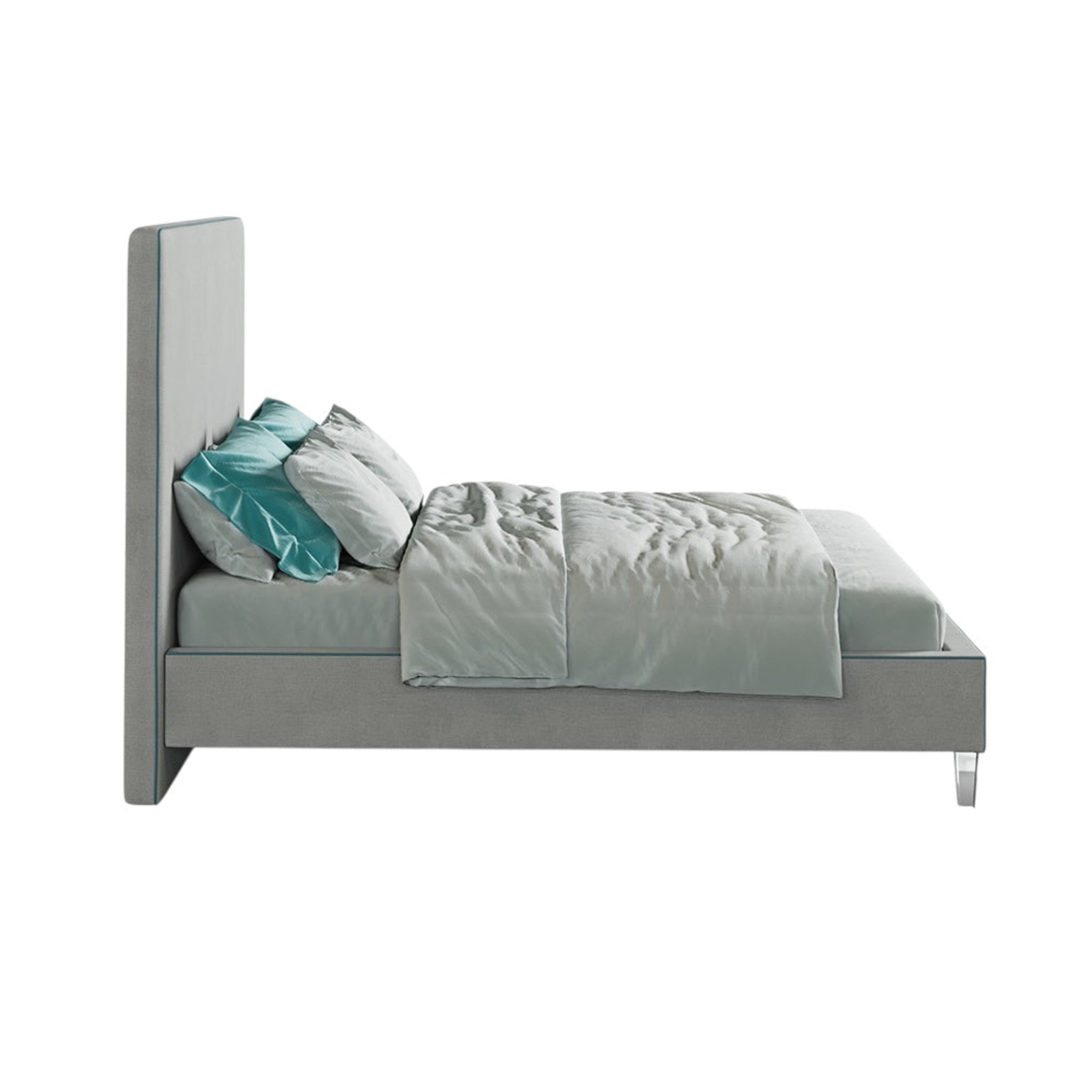 Barnes Bed with High Headboard and Clear Acrylic Legs