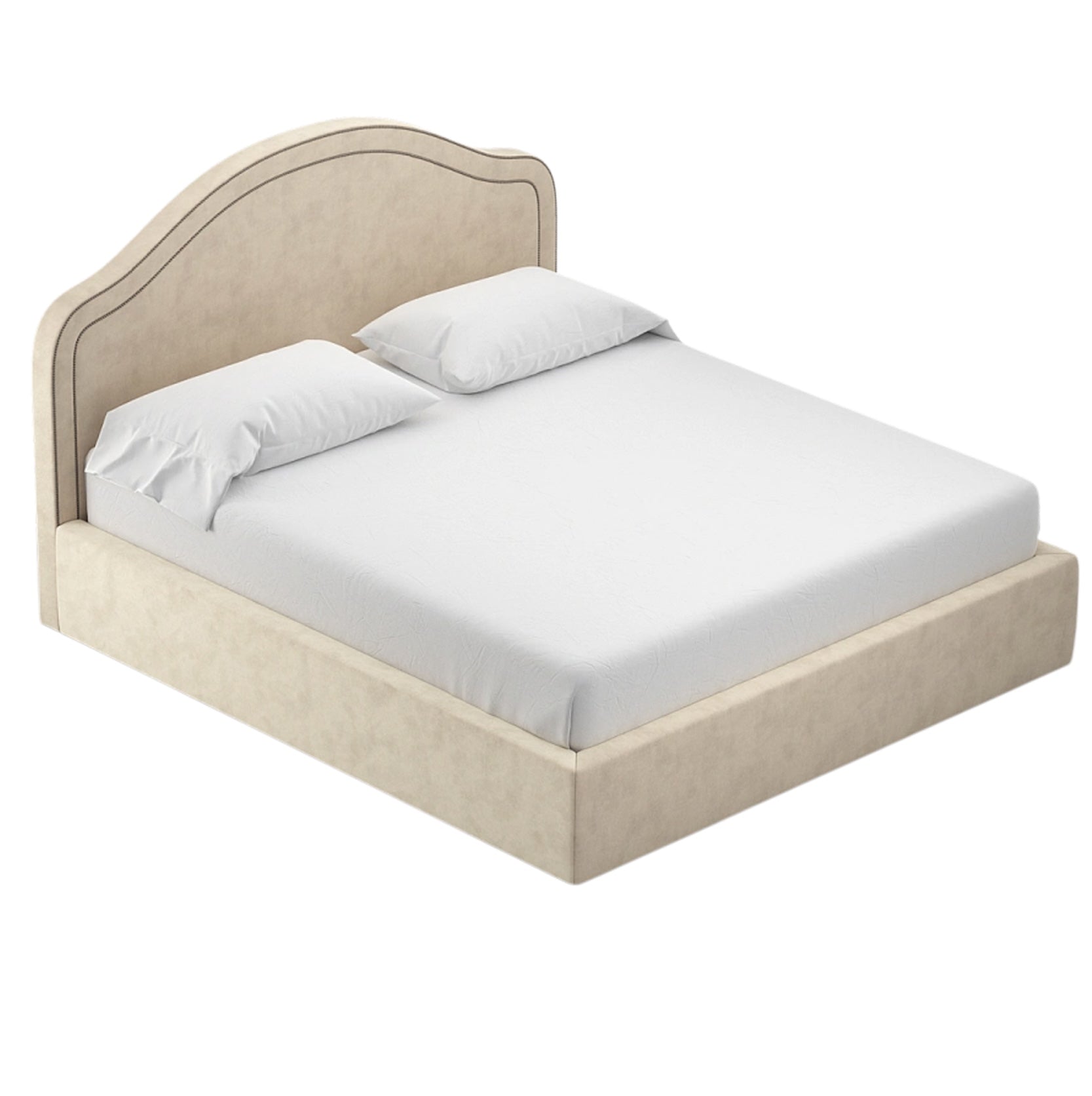 Dreamy Bed with High Curved Upholstered Headboard