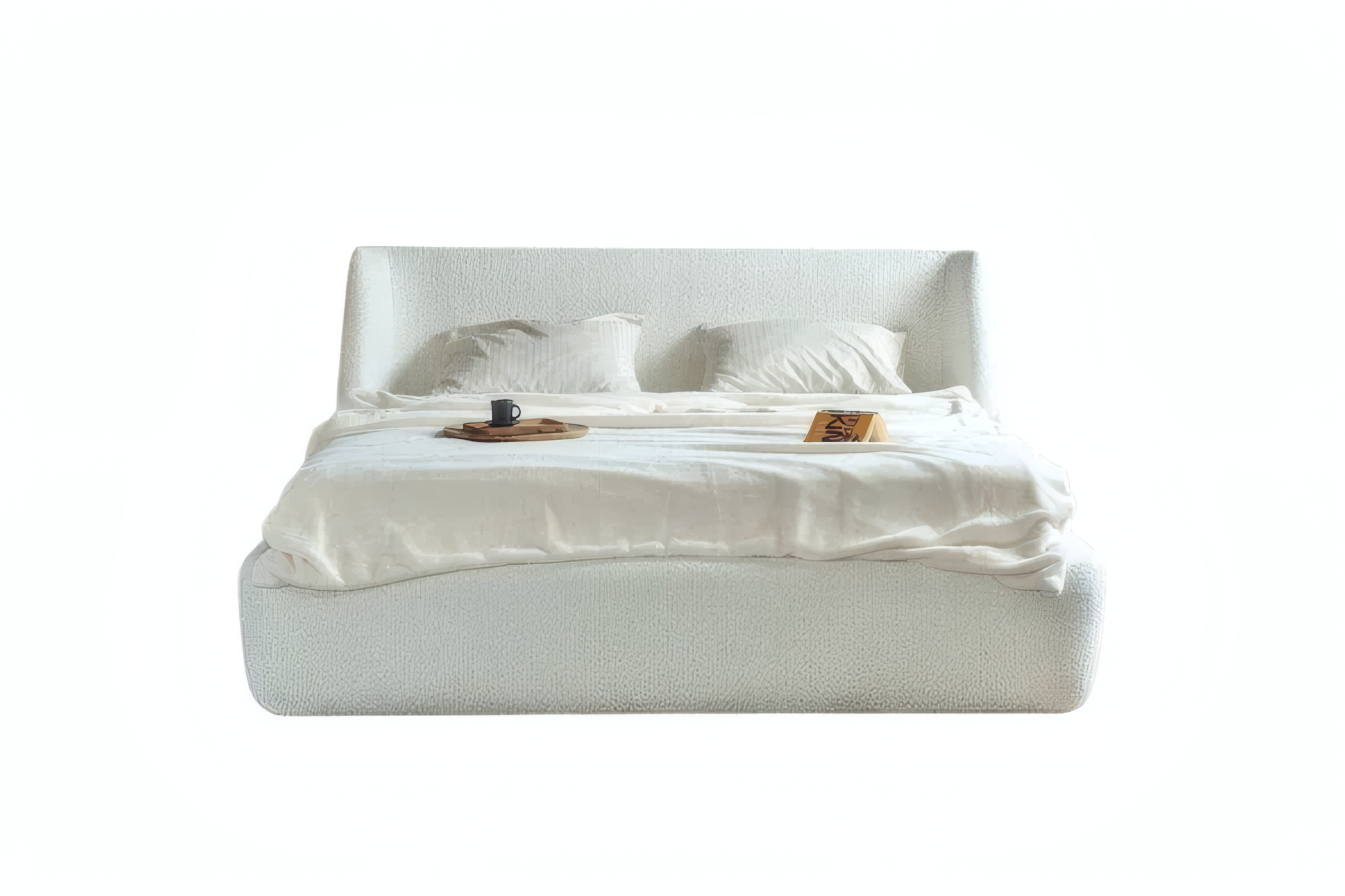 Torella Dia Bucle Double Bed with Curved Upholstered Headboard