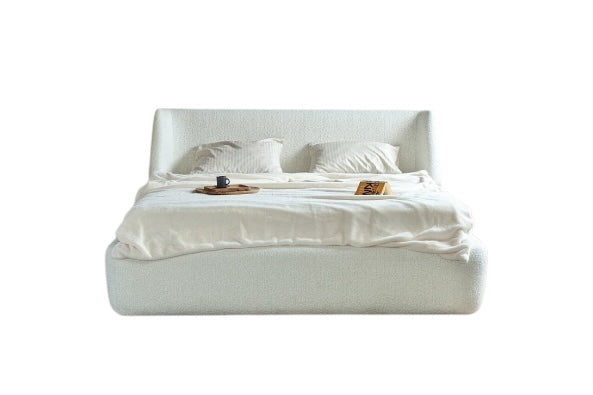 Torella Dia Bucle Double Bed with Curved Upholstered Headboard