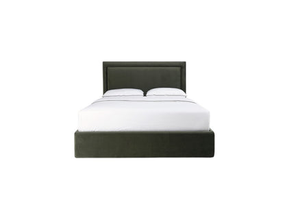 Stain Double Bed with High Upholstered Headboard
