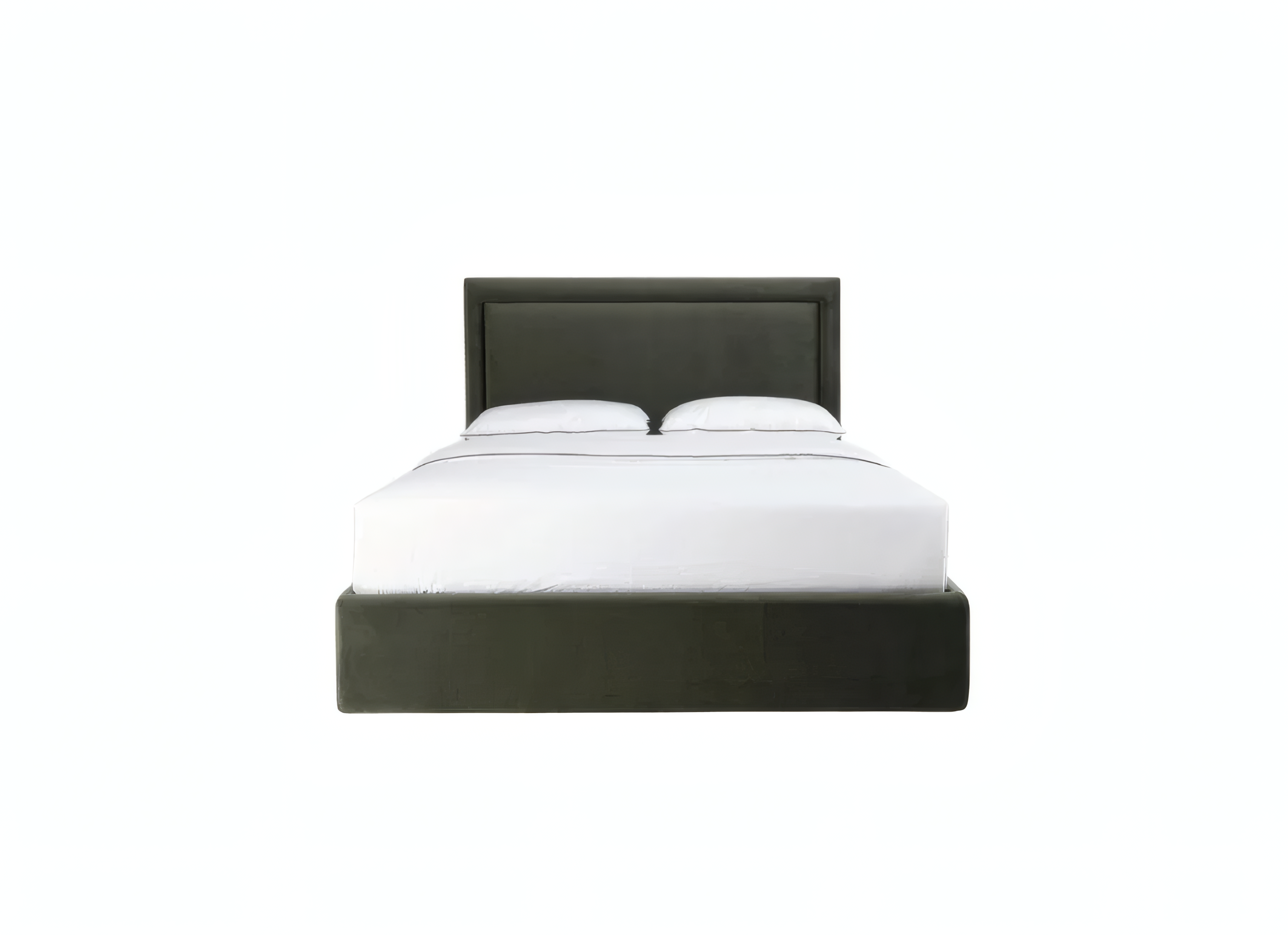 Stain Double Bed with High Upholstered Headboard